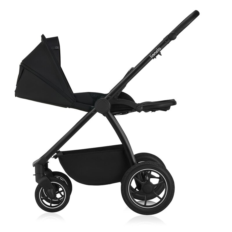 Carucior 2 in 1, Lionelo, Meril, Cu landou si scaun cu dimensiune XL, Reversibil, Cu sistem de ventilatie 3D, Cu accesorii, Pana la 22 kg, Conform cu EN1888-1 EN1888-2, EN1466, Negru