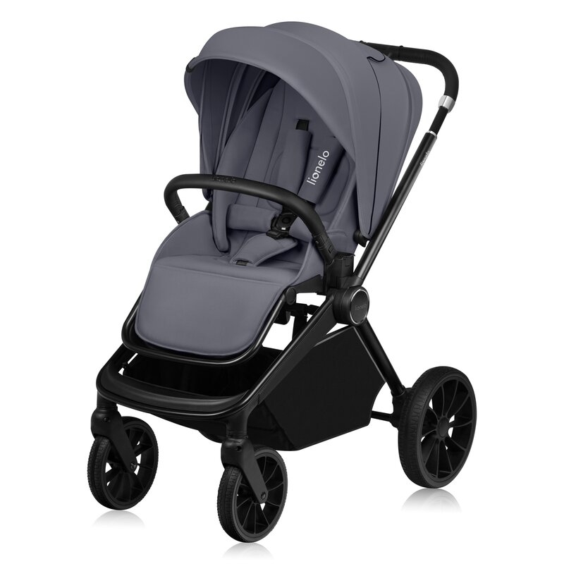 Carucior 2 in 1, Lionelo, Mika Plus, Cadru din aluminiu, Cu landou intarit si salteluta moale, Reversibil, Cu sistem de ventilatie 3D, Cu accesorii, Pana la 22 kg, Conform cu EN1888-1 EN1888-2, EN1466, Gri