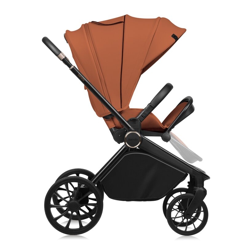 Carucior 2 in 1, Lionelo, Mika Plus, Cadru din aluminiu, Cu landou intarit si salteluta moale, Reversibil, Cu sistem de ventilatie 3D, Cu accesorii, Pana la 22 kg, Conform cu EN1888-1 EN1888-2, EN1466, Maro
