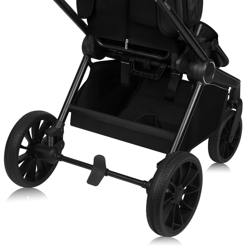 Carucior 2 in 1, Lionelo, Mika Plus, Cadru din aluminiu, Cu landou intarit si salteluta moale, Reversibil, Cu sistem de ventilatie 3D, Cu accesorii, Pana la 22 kg, Conform cu EN1888-1 EN1888-2, EN1466, Negru