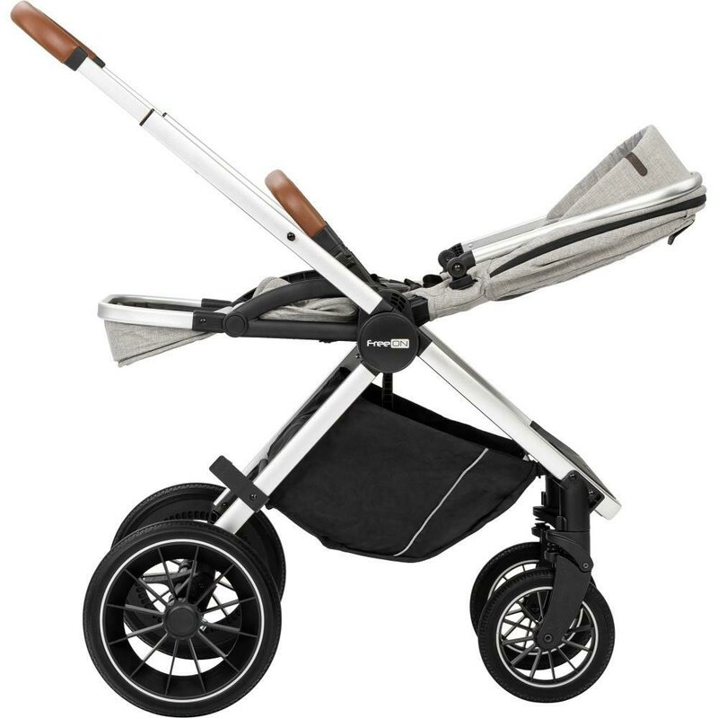 Carucior 3 in 1, FreeON, Joy, Reversibil, Cu cadru din aluminiu, Scoica auto, Husa picioare, Geanta mamici si accesorii, Conform cu standardele europene de securitate R129, Gri