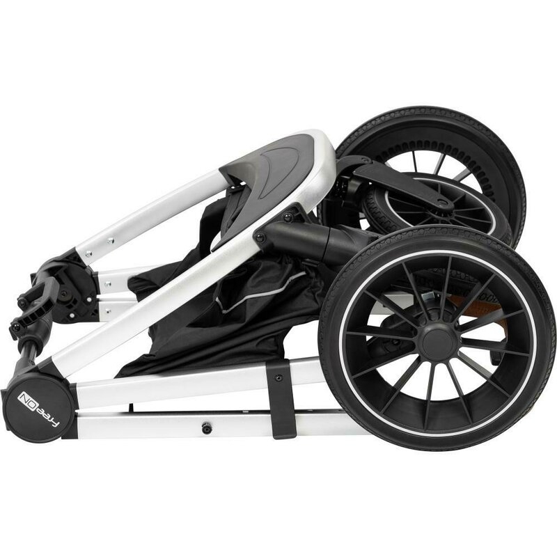 Carucior 3 in 1, FreeON, Joy, Reversibil, Cu cadru din aluminiu, Scoica auto, Husa picioare, Geanta mamici si accesorii, Conform cu standardele europene de securitate R129, Gri