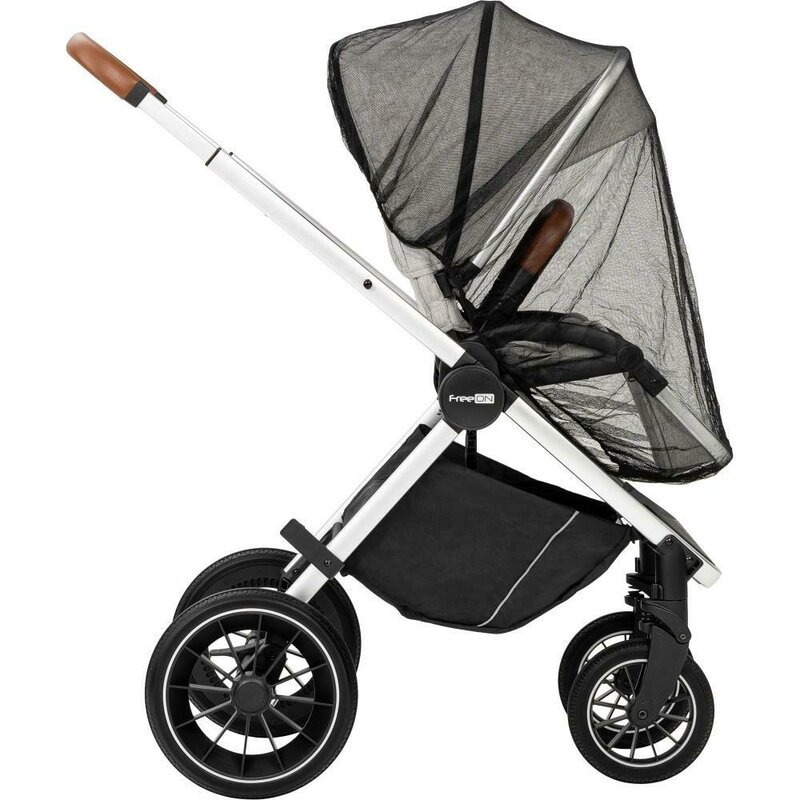 Carucior 3 in 1, FreeON, Joy, Reversibil, Cu cadru din aluminiu, Scoica auto, Husa picioare, Geanta mamici si accesorii, Conform cu standardele europene de securitate R129, Gri