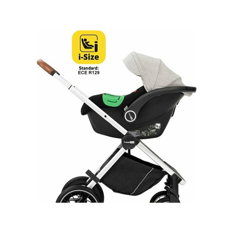 Carucior 3 in 1, FreeON, Joy, Reversibil, Cu cadru din aluminiu, Scoica auto, Husa picioare, Geanta mamici si accesorii, Conform cu standardele europene de securitate R129, Gri