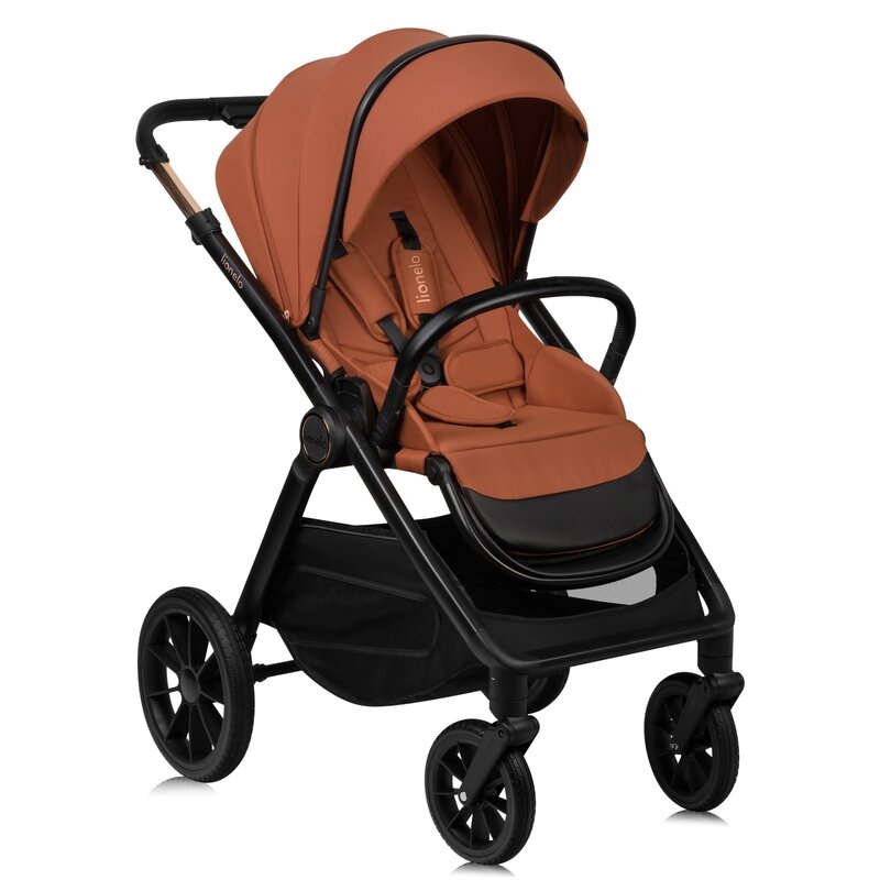Carucior 3 in 1, Lionelo, Layla, Pana la 22 kg, Cadru aluminiu, Cu landou intarit si salteluta din spuma AirDots, Scoica auto, Reversibil, Cu ventilatie 3D, Cu accesorii, EN1888-1, EN1888-2, EN1466, Maro