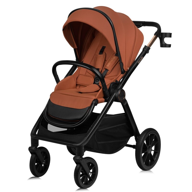 Carucior 3 in 1, Lionelo, Layla, Pana la 22 kg, Cadru aluminiu, Cu landou intarit si salteluta din spuma AirDots, Scoica auto, Reversibil, Cu ventilatie 3D, Cu accesorii, EN1888-1, EN1888-2, EN1466, Maro