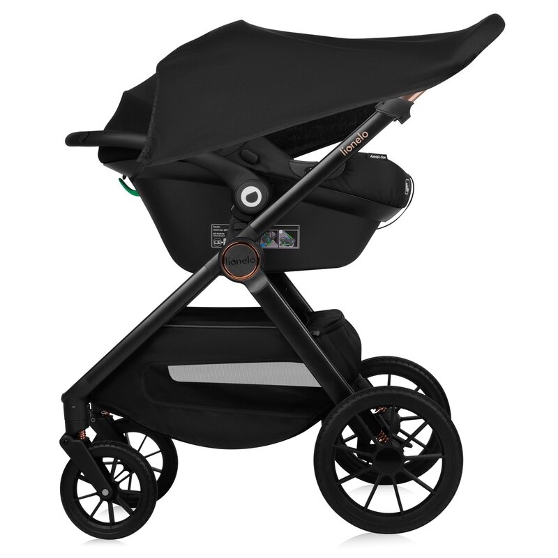 Carucior 3 in 1, Lionelo, Layla, Pana la 22 kg, Cadru aluminiu, Cu landou intarit si salteluta din spuma AirDots, Scoica auto, Reversibil, Cu ventilatie 3D, Cu accesorii, EN1888-1, EN1888-2, EN1466, Maro