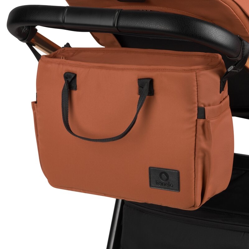 Carucior 3 in 1, Lionelo, Layla, Pana la 22 kg, Cadru aluminiu, Cu landou intarit si salteluta din spuma AirDots, Scoica auto, Reversibil, Cu ventilatie 3D, Cu accesorii, EN1888-1, EN1888-2, EN1466, Maro