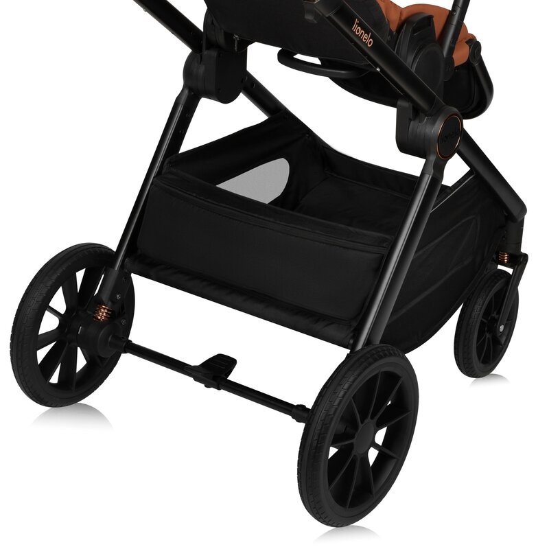 Carucior 3 in 1, Lionelo, Layla, Pana la 22 kg, Cadru aluminiu, Cu landou intarit si salteluta din spuma AirDots, Scoica auto, Reversibil, Cu ventilatie 3D, Cu accesorii, EN1888-1, EN1888-2, EN1466, Maro
