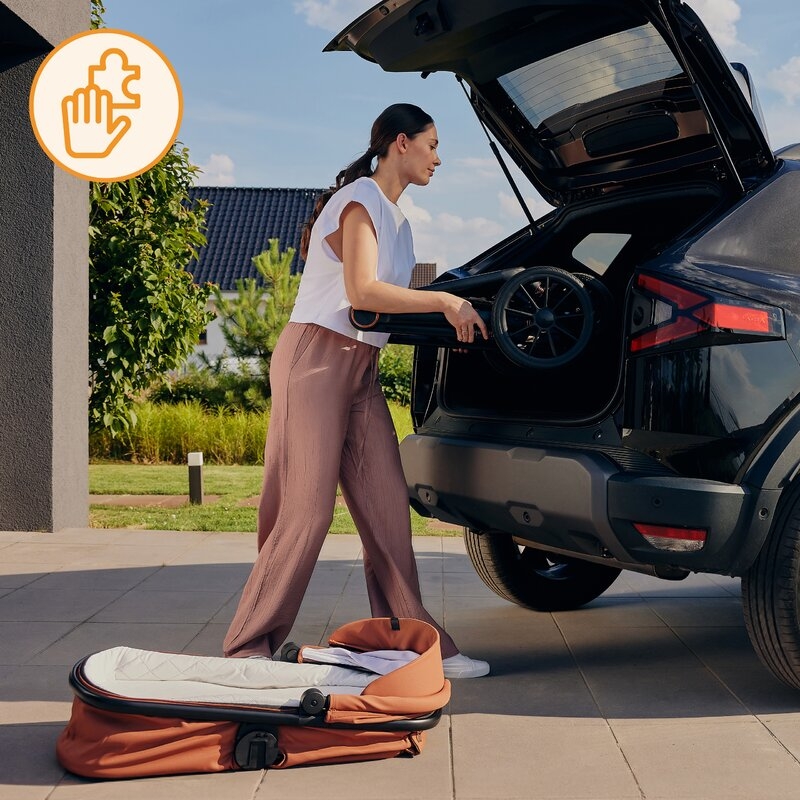Carucior 3 in 1, Lionelo, Layla, Pana la 22 kg, Cadru aluminiu, Cu landou intarit si salteluta din spuma AirDots, Scoica auto, Reversibil, Cu ventilatie 3D, Cu accesorii, EN1888-1, EN1888-2, EN1466, Maro