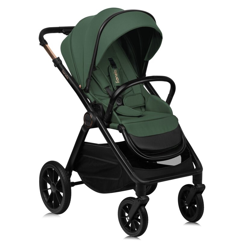 Carucior 3 in 1, Lionelo, Layla, Pana la 22 kg, Cadru aluminiu, Cu landou intarit si salteluta din spuma AirDots, Scoica auto, Reversibil, Cu ventilatie 3D, Cu accesorii, EN1888-1, EN1888-2, EN1466, Verde