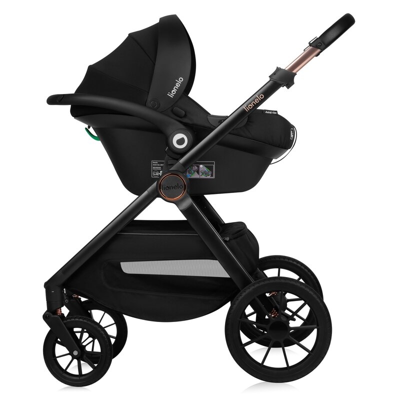 Carucior 3 in 1, Lionelo, Layla, Pana la 22 kg, Cadru aluminiu, Cu landou intarit si salteluta din spuma AirDots, Scoica auto, Reversibil, Cu ventilatie 3D, Cu accesorii, EN1888-1, EN1888-2, EN1466, Verde