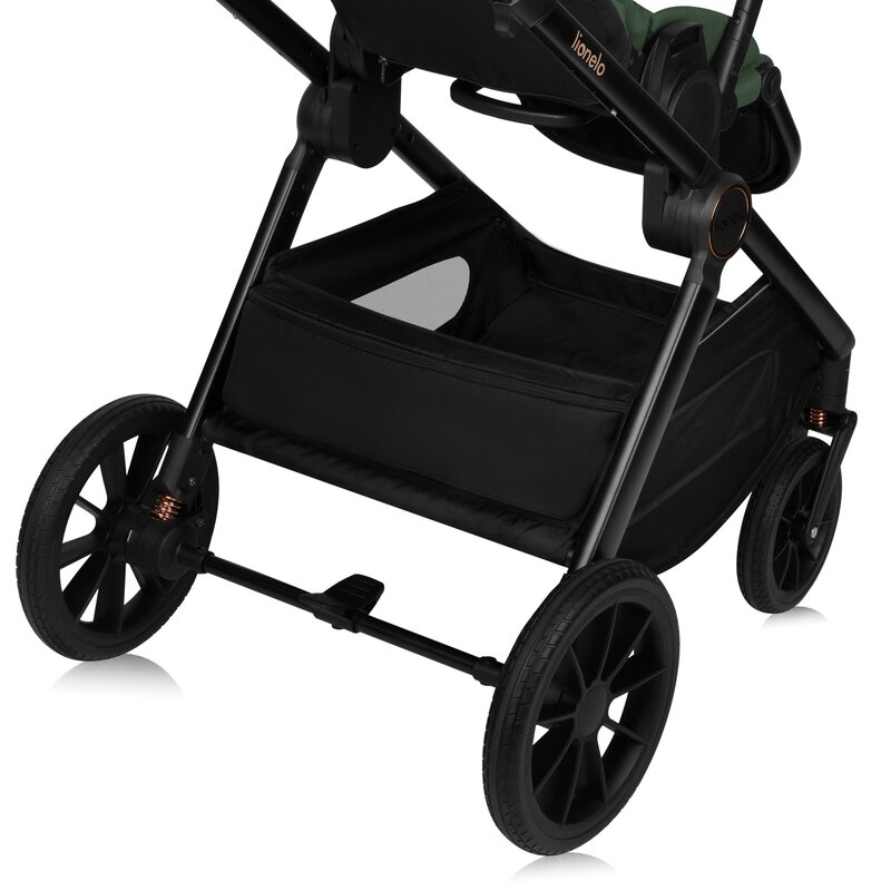Carucior 3 in 1, Lionelo, Layla, Pana la 22 kg, Cadru aluminiu, Cu landou intarit si salteluta din spuma AirDots, Scoica auto, Reversibil, Cu ventilatie 3D, Cu accesorii, EN1888-1, EN1888-2, EN1466, Verde
