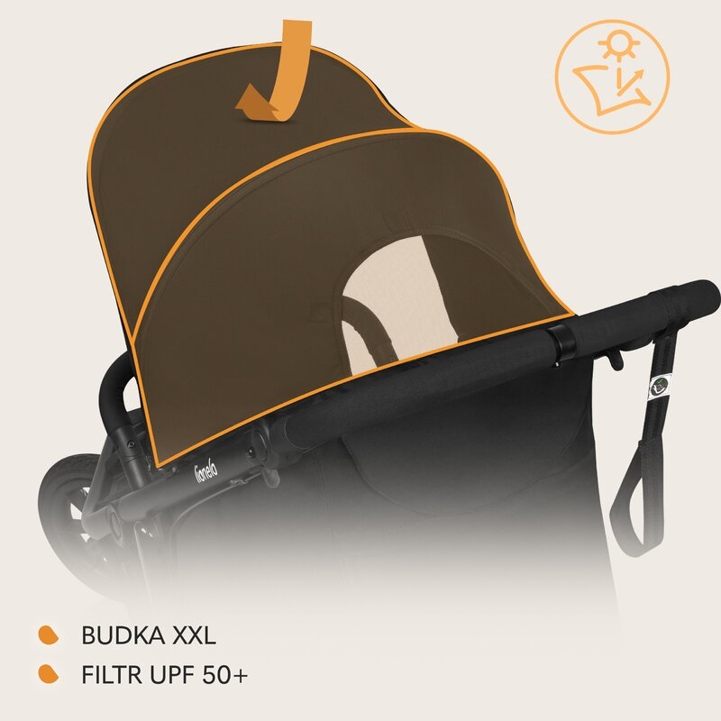 Carucior sport, Lionelo, Azura, Cu 3 roti, Cu baldachin XXL impermeabil, Pliere compacta, Pana la 22 kg, 6-48 luni, Conform cu standardele europene de securitate EN1888-1 si EN1888-2, Negru