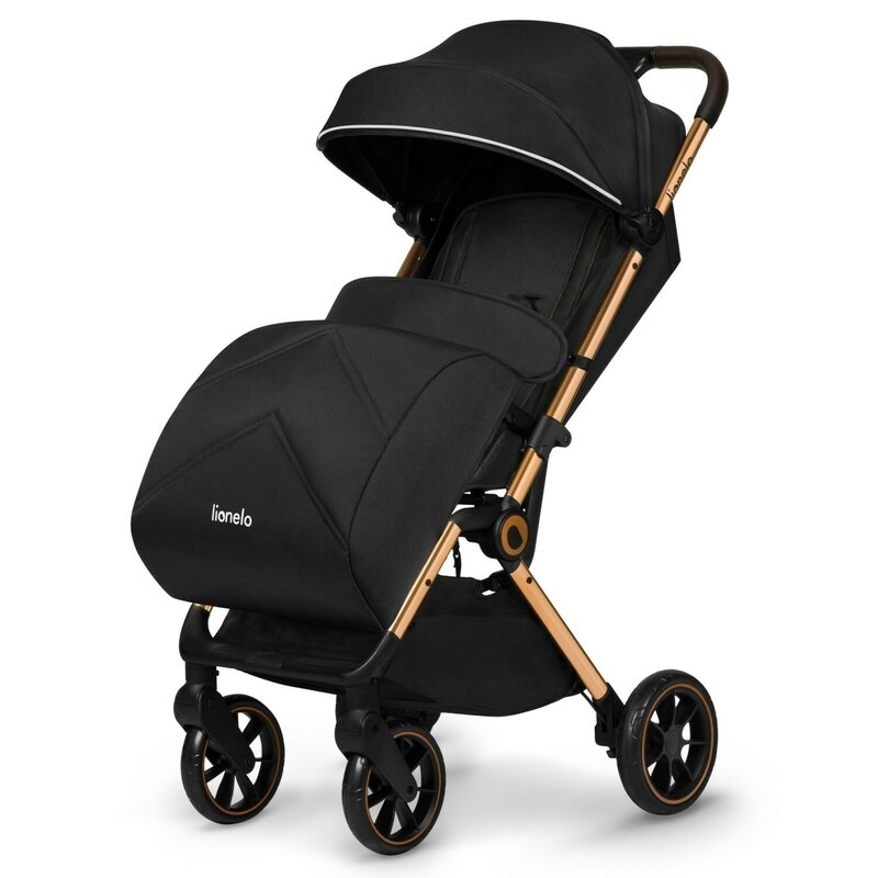 Carucior sport, Lionelo, Cloe, Cu accesorii, Cadru din aluminiu, Pana la 22 kg, Usor, Pliere compacta pentru avion, cu o singura mana, Ideal pentru toate tipurile de suprafete, 6 luni+, Black Onyx
