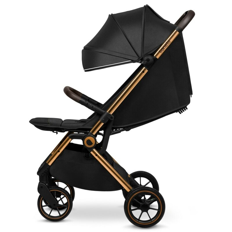 Carucior sport, Lionelo, Cloe, Cu accesorii, Cadru din aluminiu, Pana la 22 kg, Usor, Pliere compacta pentru avion, cu o singura mana, Ideal pentru toate tipurile de suprafete, 6 luni+, Black Onyx