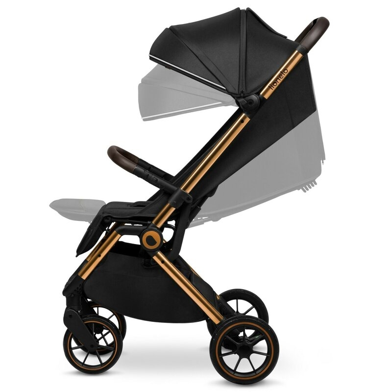 Carucior sport, Lionelo, Cloe, Cu accesorii, Cadru din aluminiu, Pana la 22 kg, Usor, Pliere compacta pentru avion, cu o singura mana, Ideal pentru toate tipurile de suprafete, 6 luni+, Black Onyx