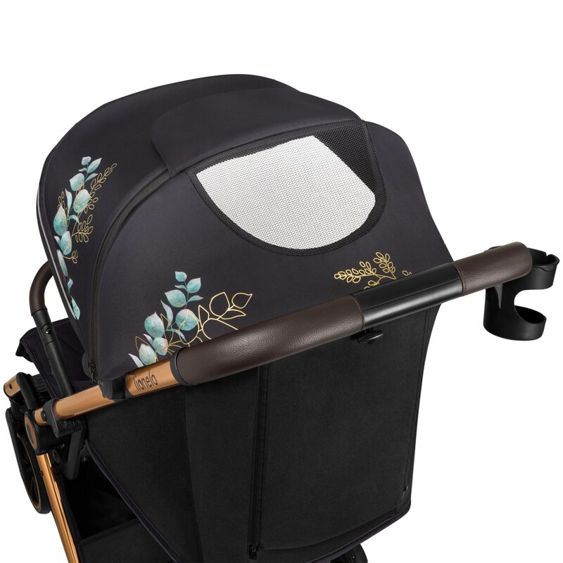 Carucior sport, Lionelo, Cloe, Golden Moments, Editie limitata, Cu accesorii, Cadru din aluminiu, Pana la 22 kg, Usor, Pliere compacta pentru avion, cu o singura mana, Ideal pentru toate tipurile de suprafete, 6 luni+, Negru