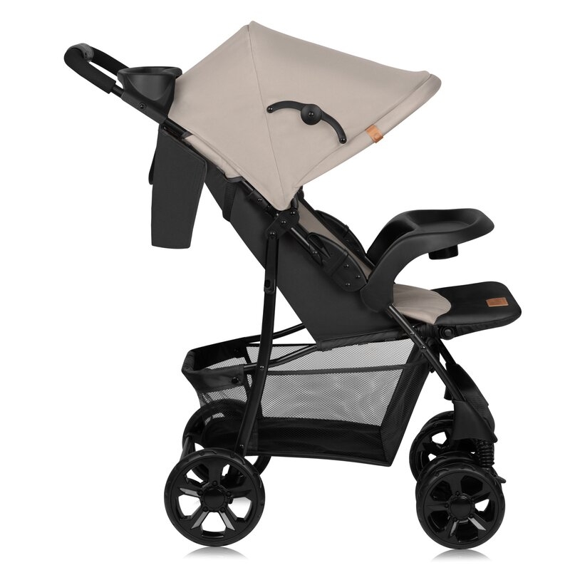 Carucior sport, Lionelo, Emma Plus, Cu tavita, 2 Suporturi pentru pahar, Geanta accesorii, Conform cu standardul european de securitate EN1888-1, Bej