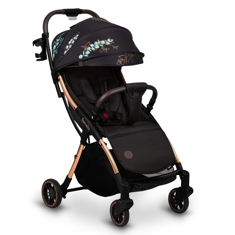 Carucior sport, Lionelo, Julie One, Editie limitata Golden Moments, De la nastere, Greutate redusa, Cu accesorii, Cadru din aluminiu, 0-22 kg, Conform cu standardele europene de securitate EN1888-1 si EN1888-2, Negru