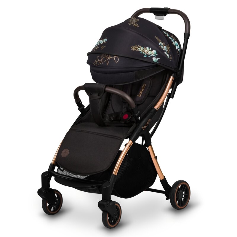 Carucior sport, Lionelo, Julie One, Editie limitata Golden Moments, De la nastere, Greutate redusa, Cu accesorii, Cadru din aluminiu, 0-22 kg, Conform cu standardele europene de securitate EN1888-1 si EN1888-2, Negru