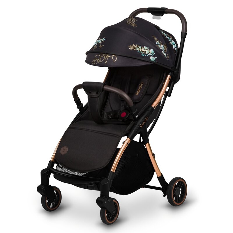 Carucior sport, Lionelo, Julie One, Editie limitata Golden Moments, De la nastere, Greutate redusa, Cu accesorii, Cadru din aluminiu, 0-22 kg, Conform cu standardele europene de securitate EN1888-1 si EN1888-2, Negru