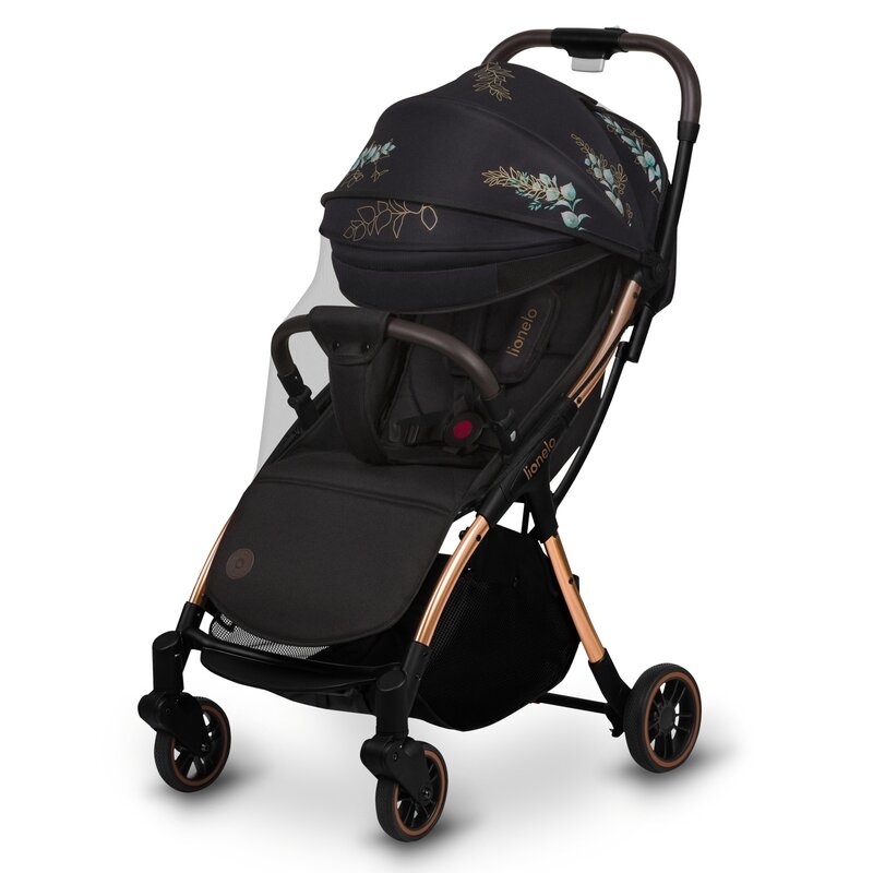 Carucior sport, Lionelo, Julie One, Editie limitata Golden Moments, De la nastere, Greutate redusa, Cu accesorii, Cadru din aluminiu, 0-22 kg, Conform cu standardele europene de securitate EN1888-1 si EN1888-2, Negru