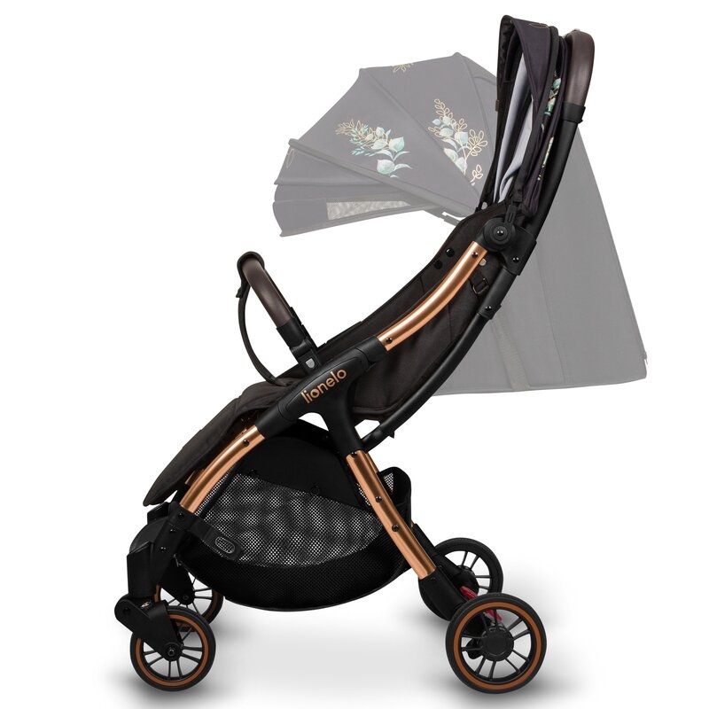 Carucior sport, Lionelo, Julie One, Editie limitata Golden Moments, De la nastere, Greutate redusa, Cu accesorii, Cadru din aluminiu, 0-22 kg, Conform cu standardele europene de securitate EN1888-1 si EN1888-2, Negru
