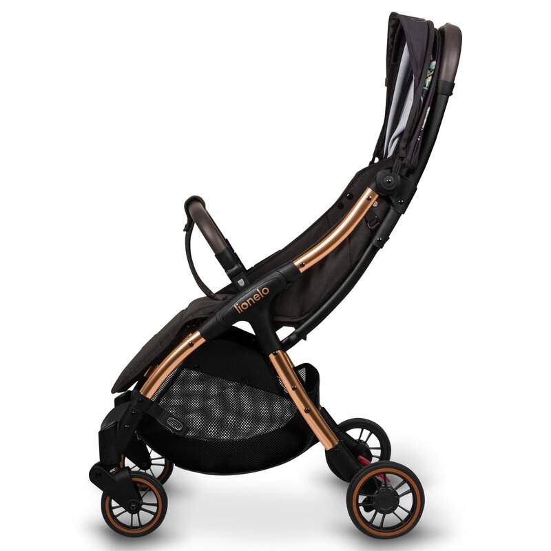 Carucior sport, Lionelo, Julie One, Editie limitata Golden Moments, De la nastere, Greutate redusa, Cu accesorii, Cadru din aluminiu, 0-22 kg, Conform cu standardele europene de securitate EN1888-1 si EN1888-2, Negru