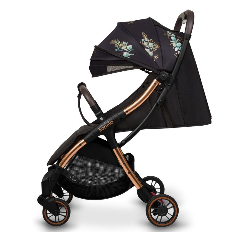 Carucior sport, Lionelo, Julie One, Editie limitata Golden Moments, De la nastere, Greutate redusa, Cu accesorii, Cadru din aluminiu, 0-22 kg, Conform cu standardele europene de securitate EN1888-1 si EN1888-2, Negru