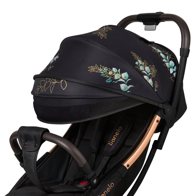Carucior sport, Lionelo, Julie One, Editie limitata Golden Moments, De la nastere, Greutate redusa, Cu accesorii, Cadru din aluminiu, 0-22 kg, Conform cu standardele europene de securitate EN1888-1 si EN1888-2, Negru