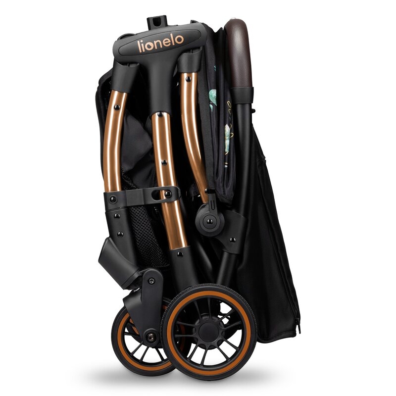 Carucior sport, Lionelo, Julie One, Editie limitata Golden Moments, De la nastere, Greutate redusa, Cu accesorii, Cadru din aluminiu, 0-22 kg, Conform cu standardele europene de securitate EN1888-1 si EN1888-2, Negru