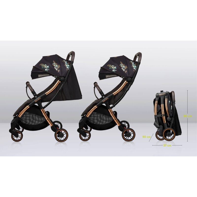 Carucior sport, Lionelo, Julie One, Editie limitata Golden Moments, De la nastere, Greutate redusa, Cu accesorii, Cadru din aluminiu, 0-22 kg, Conform cu standardele europene de securitate EN1888-1 si EN1888-2, Negru