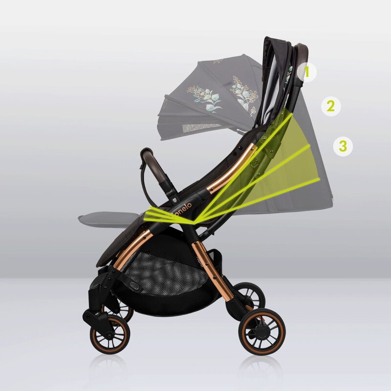 Carucior sport, Lionelo, Julie One, Editie limitata Golden Moments, De la nastere, Greutate redusa, Cu accesorii, Cadru din aluminiu, 0-22 kg, Conform cu standardele europene de securitate EN1888-1 si EN1888-2, Negru