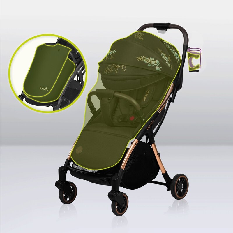 Carucior sport, Lionelo, Julie One, Editie limitata Golden Moments, De la nastere, Greutate redusa, Cu accesorii, Cadru din aluminiu, 0-22 kg, Conform cu standardele europene de securitate EN1888-1 si EN1888-2, Negru