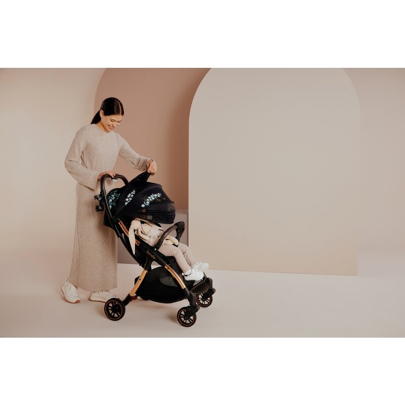 Carucior sport, Lionelo, Julie One, Editie limitata Golden Moments, De la nastere, Greutate redusa, Cu accesorii, Cadru din aluminiu, 0-22 kg, Conform cu standardele europene de securitate EN1888-1 si EN1888-2, Negru