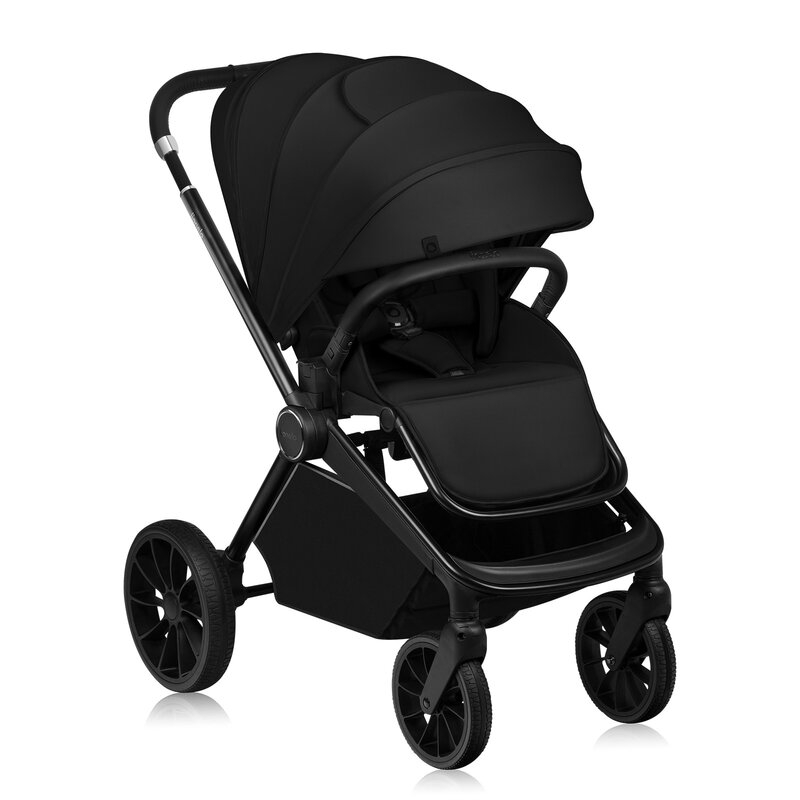 Carucior sport, Lionelo, Mika Plus, Cadru din aluminiu, Cu maner reversibil, Copertina XXL, Spatar reglabil in 3 pozitii, Cu accesorii, Pana la 22 kg, 6-48 luni; EN1888-1, EN1888-2 EN1466, Negru