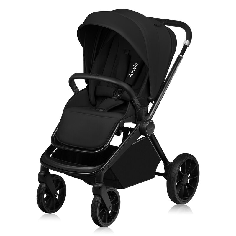 Carucior sport, Lionelo, Mika Plus, Cadru din aluminiu, Cu maner reversibil, Copertina XXL, Spatar reglabil in 3 pozitii, Cu accesorii, Pana la 22 kg, 6-48 luni; EN1888-1, EN1888-2 EN1466, Negru