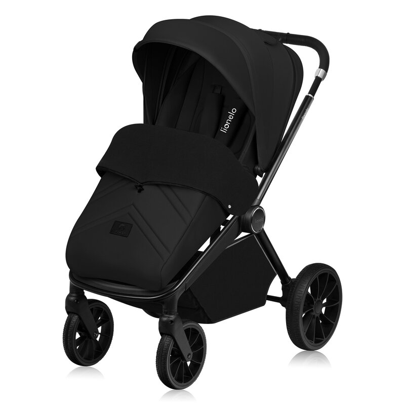 Carucior sport, Lionelo, Mika Plus, Cadru din aluminiu, Cu maner reversibil, Copertina XXL, Spatar reglabil in 3 pozitii, Cu accesorii, Pana la 22 kg, 6-48 luni; EN1888-1, EN1888-2 EN1466, Negru