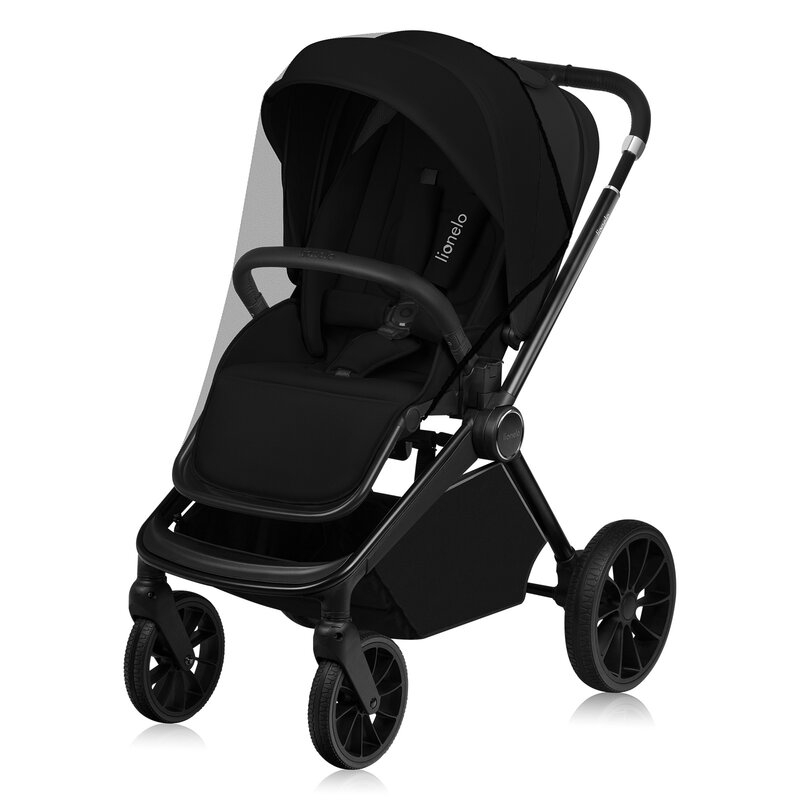 Carucior sport, Lionelo, Mika Plus, Cadru din aluminiu, Cu maner reversibil, Copertina XXL, Spatar reglabil in 3 pozitii, Cu accesorii, Pana la 22 kg, 6-48 luni; EN1888-1, EN1888-2 EN1466, Negru