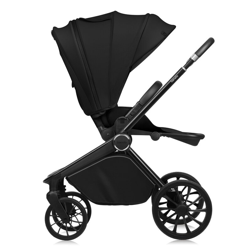 Carucior sport, Lionelo, Mika Plus, Cadru din aluminiu, Cu maner reversibil, Copertina XXL, Spatar reglabil in 3 pozitii, Cu accesorii, Pana la 22 kg, 6-48 luni; EN1888-1, EN1888-2 EN1466, Negru