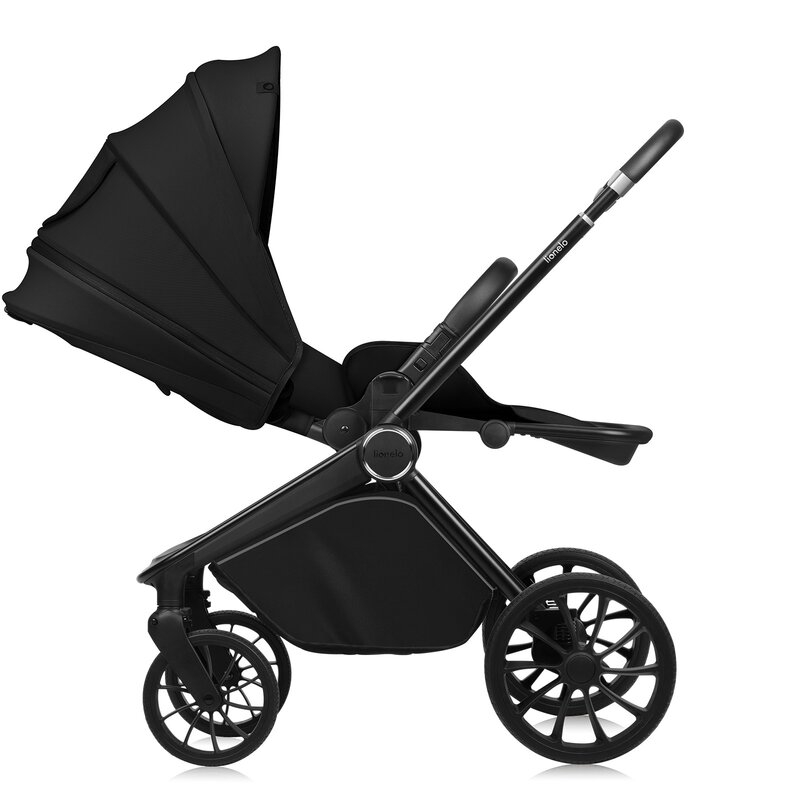 Carucior sport, Lionelo, Mika Plus, Cadru din aluminiu, Cu maner reversibil, Copertina XXL, Spatar reglabil in 3 pozitii, Cu accesorii, Pana la 22 kg, 6-48 luni; EN1888-1, EN1888-2 EN1466, Negru