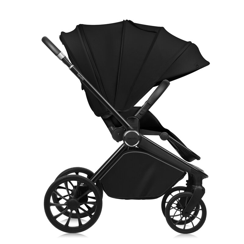 Carucior sport, Lionelo, Mika Plus, Cadru din aluminiu, Cu maner reversibil, Copertina XXL, Spatar reglabil in 3 pozitii, Cu accesorii, Pana la 22 kg, 6-48 luni; EN1888-1, EN1888-2 EN1466, Negru