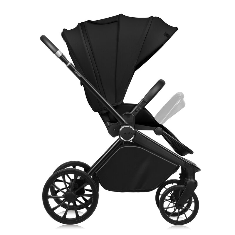 Carucior sport, Lionelo, Mika Plus, Cadru din aluminiu, Cu maner reversibil, Copertina XXL, Spatar reglabil in 3 pozitii, Cu accesorii, Pana la 22 kg, 6-48 luni; EN1888-1, EN1888-2 EN1466, Negru