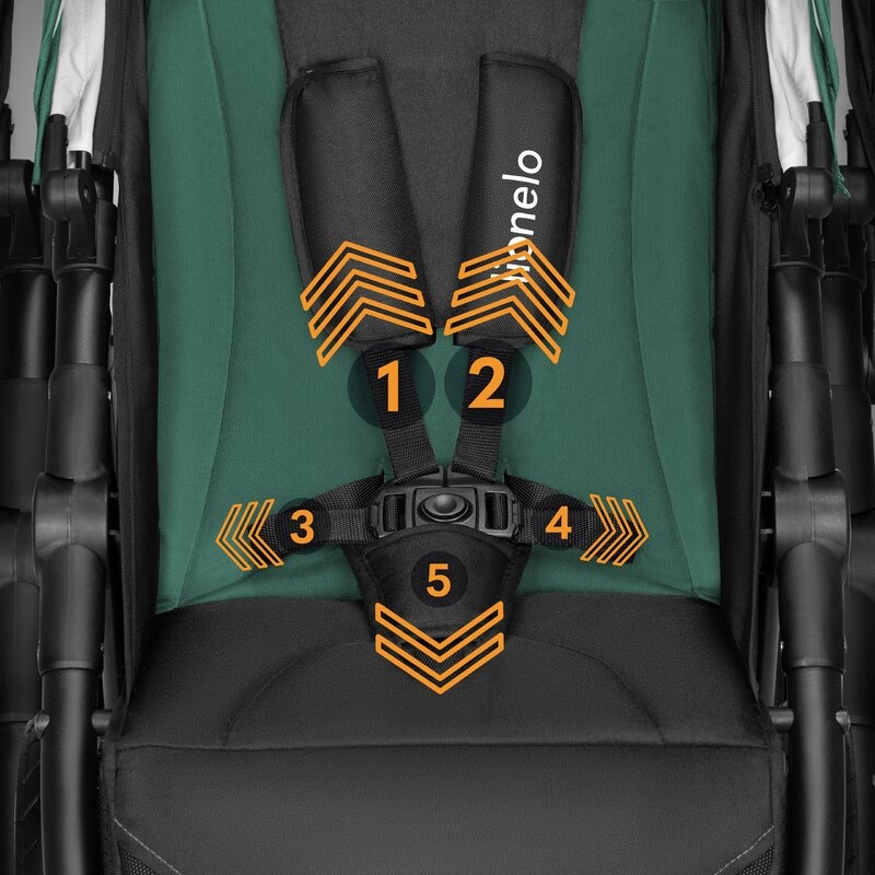 Carucior sport, Lionelo, Natt, De la nastere, Cu accesorii si capotina XXL reglabila, 0 - 22 kg, Conform cu standardele europene de securitate EN1888-1, EN1888-2, Verde