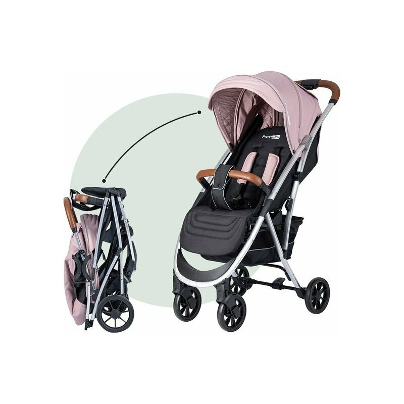 Carucior sport pliabil automat Lux Usor 6.6 Kg Tehnologie inovatoare One-Hand Folding De la 6 luni pana la 22 kg Din aluminiu Cu benzi reflectorizante pe capotina FreeON Grey