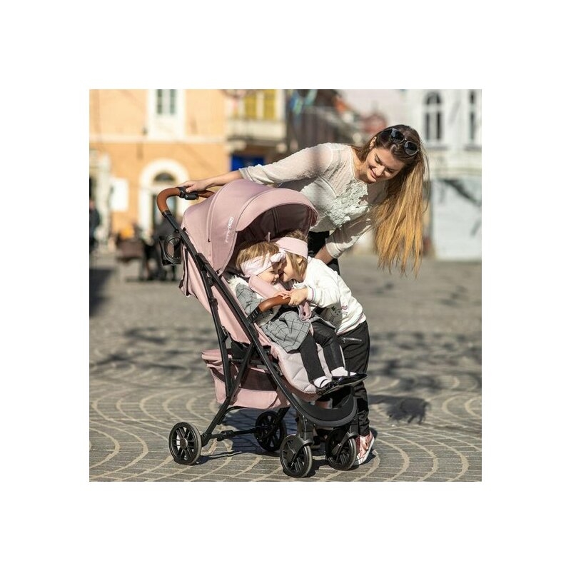 Carucior sport pliabil automat Lux Usor 6.6 Kg Tehnologie inovatoare One-Hand Folding De la 6 luni pana la 22 kg Din aluminiu Cu benzi reflectorizante pe capotina FreeON Grey