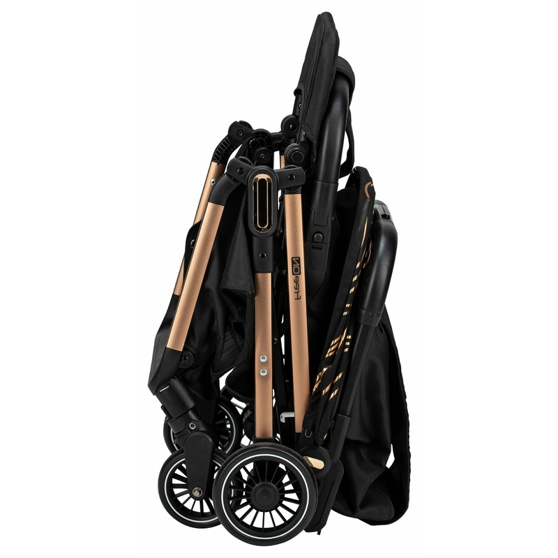 Carucior sport pliabil automat, Unique, Spatar reglabil, Suport pentru sticla, 6.6 Kg, Conform cu standardul european de securitate EN 1888-2:2018, FreeON, Gold Rose