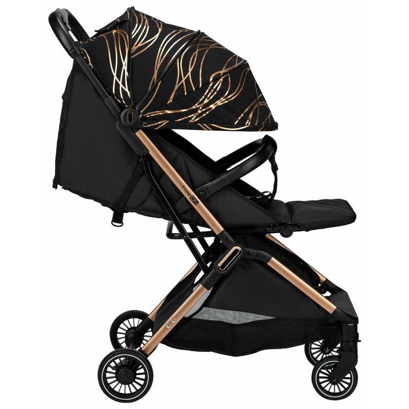 Carucior sport pliabil automat, Unique, Spatar reglabil, Suport pentru sticla, 6.6 Kg, Conform cu standardul european de securitate EN 1888-2:2018, FreeON, Gold Rose