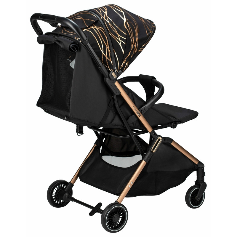 Carucior sport pliabil automat, Unique, Spatar reglabil, Suport pentru sticla, 6.6 Kg, Conform cu standardul european de securitate EN 1888-2:2018, FreeON, Gold Rose
